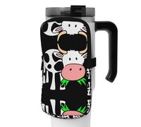WANLON Cute Little Cow, borsa versatile per borraccia, ideale per passeggiate, trekking, yoga, palestra, resistente all'acqua e agli urti, Nero , M, Porta biglietti da visita