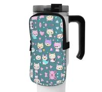 WANLON Cute Little Fox - Borsa versatile per borraccia, ideale per passeggiate, trekking, yoga, palestra, resistente all'acqua e agli urti, Nero , M, Porta biglietti da visita