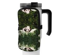 WANLON Cute Little Panda, borsa versatile per borraccia, ideale per passeggiate, trekking, yoga, palestra, resistente all'acqua e agli urti, Nero , M, Porta biglietti da visita