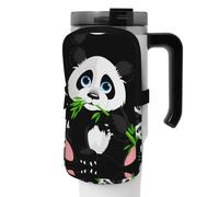 WANLON Cute Panda Versatile Borsa Sportiva Accessori Bottiglia - Ideale per Passeggiate, Escursioni, Yoga, Palestra - Impermeabile & Antiurto, Nero , M, Porta biglietti da visita
