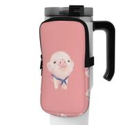 WANLON Cute Pink Pig Borsa versatile per borraccia, ideale per passeggiate, trekking, yoga, palestra, resistente all'acqua e agli urti, Nero , M, Porta biglietti da visita