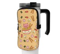 WANLON Delicious Sweet Ramen versatile borsa per bottiglia sportiva - ideale per passeggiate, escursionismo, yoga, palestra - resistenza all'acqua e antiurto, Nero , M, Porta biglietti da visita