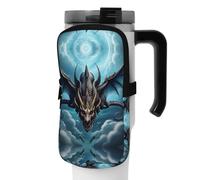 WANLON Flying Dragon - Borsa versatile per borraccia, ideale per passeggiate, trekking, yoga, palestra, resistente all'acqua e agli urti, Nero , M, Porta biglietti da visita