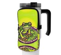 WANLON Frog in a Pond - Borsa versatile per borraccia sportiva, ideale per passeggiate, escursionismo, yoga, palestra, resistente all'acqua e agli urti, Nero , S, Porta biglietti da visita
