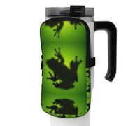 WANLON Green Frog Shadow - Borsa versatile per borraccia, ideale per passeggiate, trekking, yoga, palestra, resistente all'acqua e agli urti, Nero , S, Porta biglietti da visita