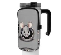 WANLON Grey Rat - Borsa versatile per borraccia, ideale per passeggiate, trekking, yoga, palestra, resistente all'acqua e agli urti, Nero , S, Porta biglietti da visita