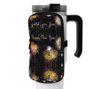 WANLON Happy New Year - Borsa per borraccia sportiva, versatile, ideale per passeggiate, escursioni, yoga, palestra, resistente all'acqua e agli urti, Nero , S, Porta biglietti da visita