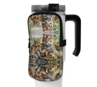 WANLON Jungle Tigers Cub - Borsa versatile per borraccia sportiva, ideale per passeggiate, escursionismo, yoga, palestra, resistente all'acqua e agli urti, Nero , M, Porta biglietti da visita