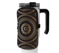 WANLON Kaleidoscope Mandala Borsa versatile per borraccia, ideale per passeggiate, trekking, yoga, palestra, resistente all'acqua e agli urti, Nero , M, Porta biglietti da visita