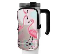 WANLON Love Flamingo - Borsa versatile per borraccia, ideale per passeggiate, escursioni, yoga, palestra, resistente all'acqua e agli urti, Nero , S, Porta biglietti da visita