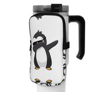 WANLON Penguin Dabbing Borsa versatile per borraccia sportiva, ideale per passeggiate, escursionismo, yoga, palestra, resistente all'acqua e agli urti, Nero , S, Porta biglietti da visita