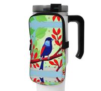 WANLON Red Leaf Bird - Borsa versatile per borraccia, ideale per passeggiate, trekking, yoga, palestra, resistente all'acqua e agli urti, Nero , M, Porta biglietti da visita