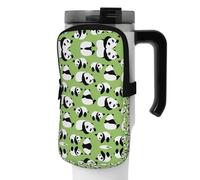 WANLON Sfondo Verde Panda Borsa Accessori Bottiglia Sportiva Versatile - Ideale per Passeggiate, Escursioni, Yoga, Palestra - Resistente all'acqua e Antiurto, Nero , S, Porta biglietti da visita