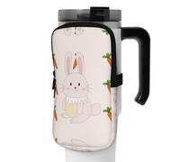 WANLON Smiling Rabbit - Borsa versatile per borraccia, ideale per passeggiate, trekking, yoga, palestra, resistente all'acqua e agli urti, Nero , M, Porta biglietti da visita