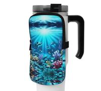 WANLON Submarine Coral Rays - Borsa versatile per borraccia, ideale per passeggiate, trekking, yoga, palestra, resistente all'acqua e agli urti, Nero , M, Porta biglietti da visita