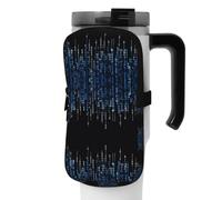 WANLON The Blue Binary - Borsa versatile per borraccia, ideale per passeggiate, trekking, yoga, palestra, resistente all'acqua e agli urti, Nero , S, Porta biglietti da visita