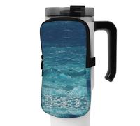 WANLON The Deep Blue Sea - Borsa versatile per borraccia, ideale per passeggiate, trekking, yoga, palestra, resistente all'acqua e agli urti, Nero , S, Porta biglietti da visita