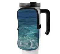 WANLON The Deep Ocean, borsa versatile per borraccia, ideale per passeggiate, trekking, yoga, palestra, resistente all'acqua e agli urti, Nero , M, Porta biglietti da visita