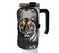 WANLON Tiger at Rest - Borsa per borraccia sportiva, versatile, ideale per passeggiate, trekking, yoga, palestra, resistente all'acqua e agli urti, Nero , S, Porta biglietti da visita