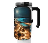 WANLON View Under The Moon - Borsa versatile per borraccia, ideale per passeggiate, trekking, yoga, palestra, resistente all'acqua e agli urti, Nero , M, Porta biglietti da visita