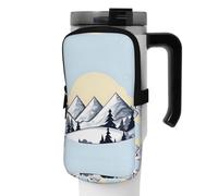 WANLON White Snowy Mountains - Borsa per borraccia sportiva versatile, ideale per passeggiate, escursionismo, yoga, palestra, resistente all'acqua e agli urti, Nero , M, Porta biglietti da visita