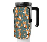 WANLON Yellow Fox - Borsa versatile per borraccia, ideale per passeggiate, trekking, yoga, palestra, resistente all'acqua e agli urti, Nero , M, Porta biglietti da visita