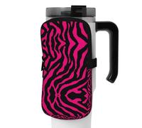 WANLON Zebra Tiger Leopard Pink Borsa per borraccia sportiva versatile, ideale per passeggiate, escursionismo, yoga, palestra, resistente all'acqua e agli urti, Nero , S, Porta biglietti da visita
