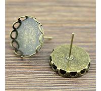 WANM 20pcs Base della Vite prigioniera dell'orecchino Impostazioni della Base dell'orecchino Base dell'orecchino del cabochon Misura 10mm ~ 16mm Materiale del Rame del Bordo affilato del Pizzo