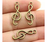 WANM Pendente 40 Pezzi di Ciondoli con Note Musicali 25X9Mm Ciondoli Color Argento Bronzo Antico Che Fanno Gioielli Fatti A Mano Fai da Te per Bracciale