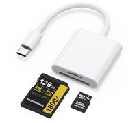 Wanme Lettore di schede di memoria SD 2.0, lettore di schede 3 in 1 USB-C a SD Micro SD MS CF, adattatore per iPad, iPhone 15, MacBook Pro/Air, Chromebook Samsung Galaxy S20/S21 (bianco-2in 1)