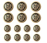 WanMing Set di 14 Bottoni in Metallo Nero e Oro per Blazer, Abiti, Giacche Sportive, Uniformi, Giacche, Accessori per Cucire Fai da Te.