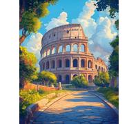 WANMIU Dipingi coi numeri Il Colosseo di Roma Dipingere con i Numeri Kit per Adulti Bambini Principianti 40 x 50 cm Adulti con Pennelli Pittura Fai da Te per Decorazione Domestica Senza Cornice