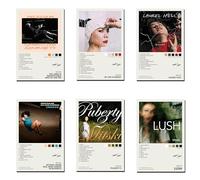 WANMLY Mitski, poster su tela con copertina di album musicali, autografato, edizione limitata, set da 6, decorazione artistica da parete per soggiorno e camera da letto, senza cornice: 20 x 30 cm