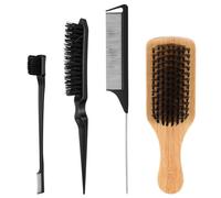 Wanmu 4 pennelli per definizione ricci, spazzola per capelli con setole di cinghiale su 2 lati, per pettinare riccioli, spazzole per capelli lisci per uomini, donne, ragazze, bambini, per coda di