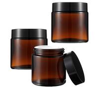 Wanmu Confezione Da 3 Vasetti In Vetro Ambrato Da 100 Ml Per Creme e Unguenti - Contenitori Per Cosmetici In Marrone