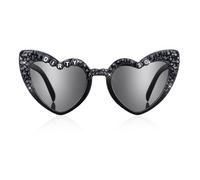 Wanmu Occhiali da sole a forma di cuore per 30° compleanno, divertenti occhiali da 30° compleanno, brillanti diamanti per feste di compleanno per adulti 30 anni (nero)