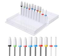 Wanmu Set di 10 punte per trapano per unghie in ceramica, 3/32 professionali, in acrilico, lima per unghie per pedicure, cuticole, rimozione di estensioni per unghie, manicure, pedicure, saloni