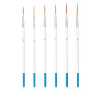 Wanmu Set di 6 pennelli per pittura a punta fine extra lunga, pennelli altamente flessibili per dettagli, set per pittura in miniatura per acrilico, acquerello, guazzo ad olio, unghie, disegno