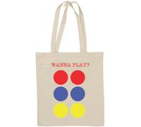 Wanna Play - Borsa tote in cotone naturale con slogan divertente, colore: Bianco