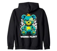 Wanna Play - Orsacchiotto Spaventoso, Design Street Art Felpa con Cappuccio