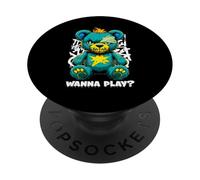 Wanna Play - Orsacchiotto spaventoso, design street art PopSockets PopGrip Adesivo