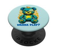 Wanna Play - Orsacchiotto spaventoso, design street art PopSockets PopGrip Adesivo