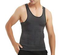 WannGe Mens Che dimagrisce la Camicia della Maglia dello Shaper del Corpo, carro Armato, Grigio, S