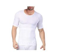 WannGe Mens Seamless Body Shaper Compression Vest Elastic Slim Shapewear - White XXL/XXXL