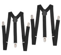 WannGe PlayCool Bretelle da uomo da 2,5 cm, elastiche, regolabili, a Y con clip posteriore Nero 2 pezzi. Taglia unica