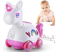 Wanonoo Unicorno Baby Girl Toys 6-12 mesi, Tummy Time Musical Light Up Crawling Infant Toys 3 4 5 6 7 8 9 10 11 12 18 mesi Natale 1 ° compleanno bambina regalo bambino apprendimento attività rosa
