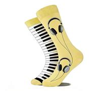 Wansruee Calzini musicali per uomini e donne, divertenti calzini in cotone per chitarra, pianoforte, tastiera, chiave di violino con stampa di strumenti musicali, stravaganti e disordinati, regalo per