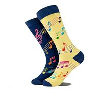 Wansruee Calzini musicali per uomini e donne, divertenti calzini in cotone per chitarra, pianoforte, tastiera, chiave di violino con stampa di strumenti musicali, stravaganti e disordinati, regalo per