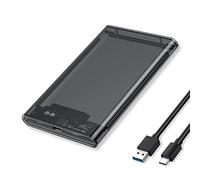 Wansurs - Custodia per disco rigido da 2,5", USB 3.1 Gen 1 a SATA III senza attrezzi per hard disk SSD da 2,5" 7 mm/9,5 mm SATA HDD e SSD (trasparente scuro)