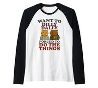 Want To Dilly Dally - Divertente procrastinazione, gatto e capibara Maglia con Maniche Raglan